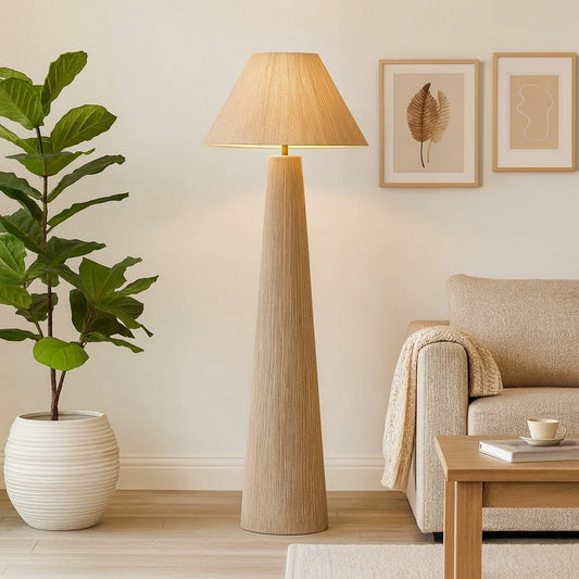 Teny Accent Floor Lamp | Tapered Shade | Brown Jute Wrapped Base 61"