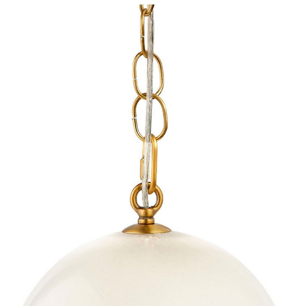 Tero Ceiling Pendant Light | Beige Blown Glass | Antique Brass | 12’’ BM334591