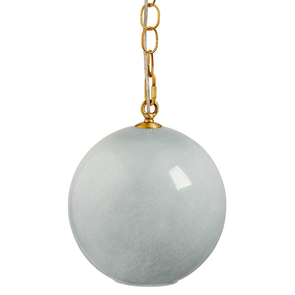 Tero Ceiling Pendant Light | Blue Blown Glass | Antique Brass | 12’’ BM334592
