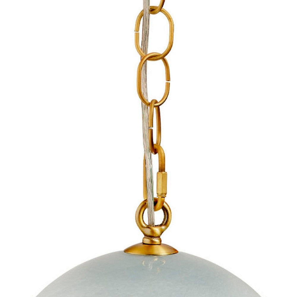 Tero Ceiling Pendant Light | Blue Blown Glass | Antique Brass | 12’’ BM334592