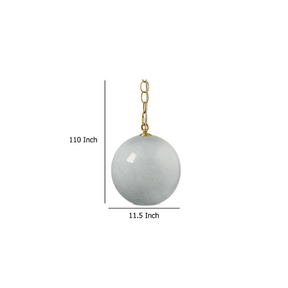 Tero Ceiling Pendant Light | Blue Blown Glass | Antique Brass | 12’’ BM334592