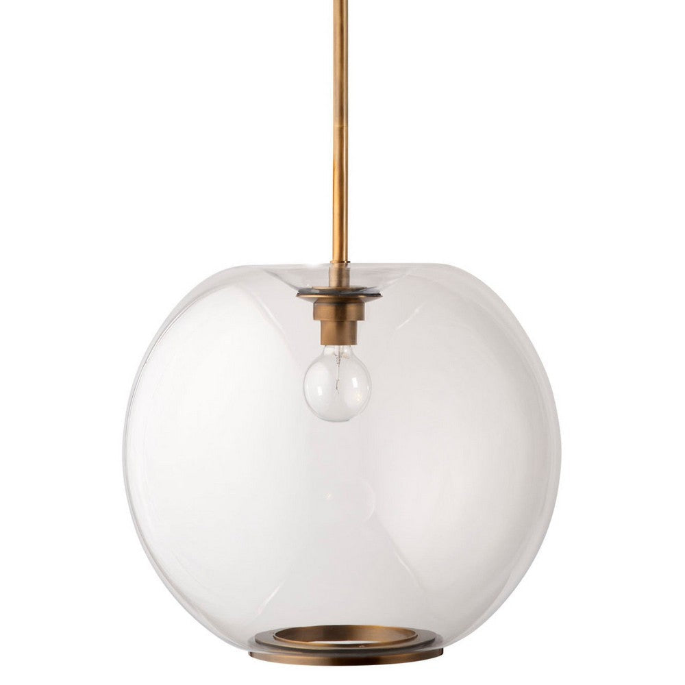 Leio Ceiling Pendant Light | Clear Blown Glass | Antique Brass | 20’’ BM334593