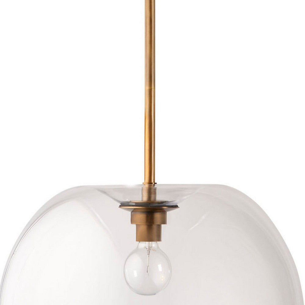 Leio Ceiling Pendant Light | Clear Blown Glass | Antique Brass | 20’’ BM334593