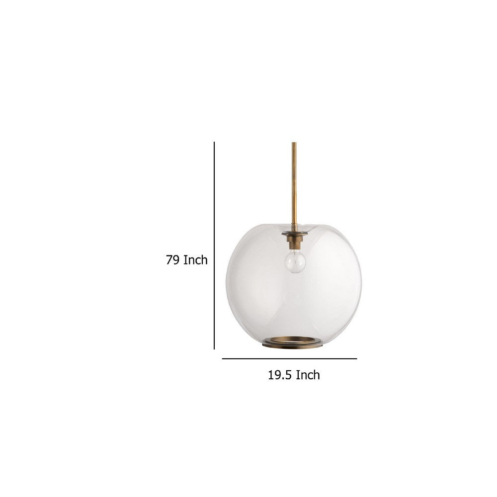 Leio Ceiling Pendant Light | Clear Blown Glass | Antique Brass | 20’’ BM334593