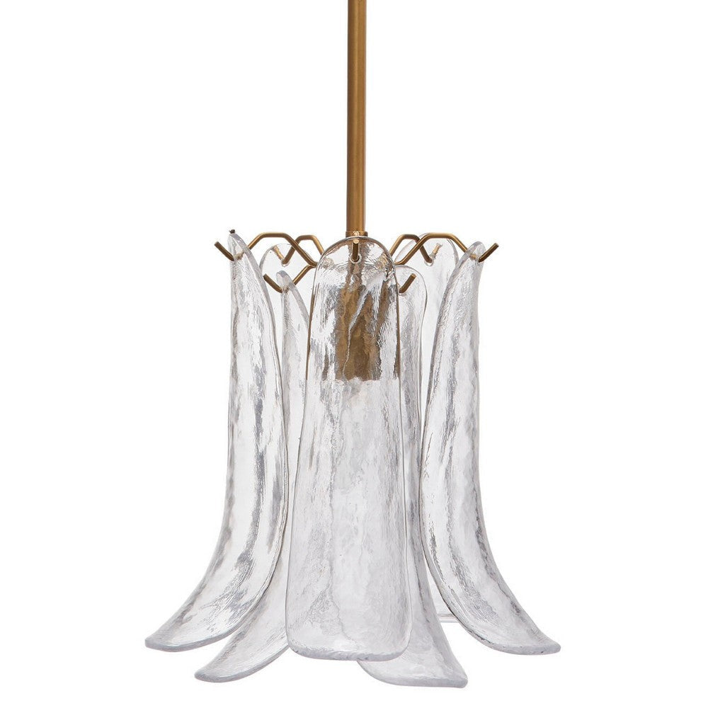 Kero Ceiling Lamp | Murano Style Clear Blown Glass Pendant | 12’’