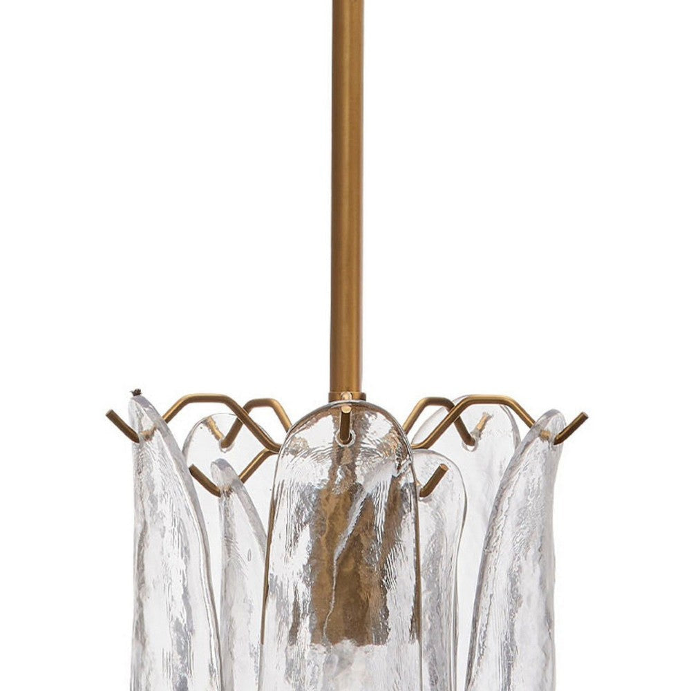 Kero Ceiling Lamp | Murano Style Clear Blown Glass Pendant | 12’’