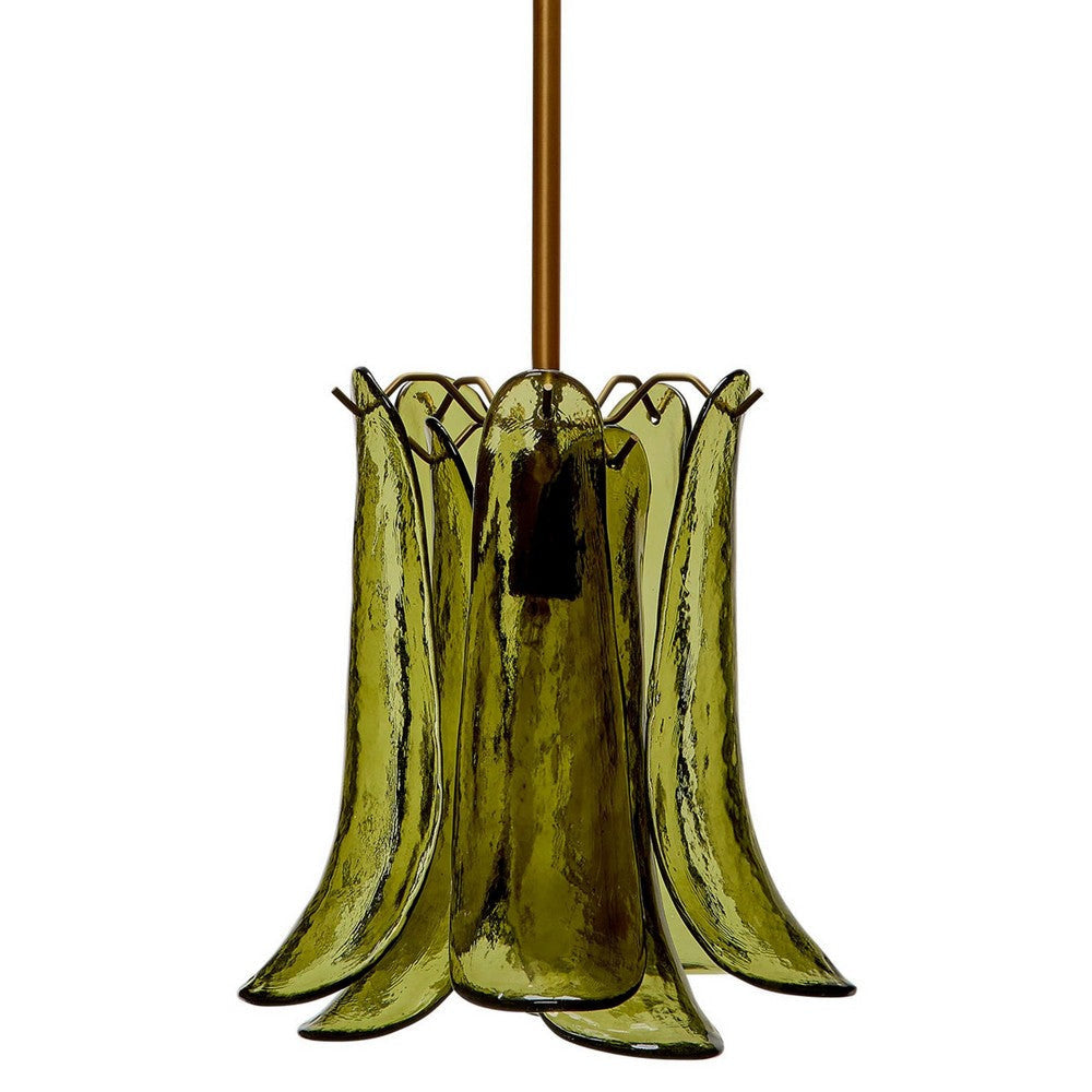 Kero Ceiling Lamp | Murano Style Green Blown Glass Pendant | 12’’ BM334595