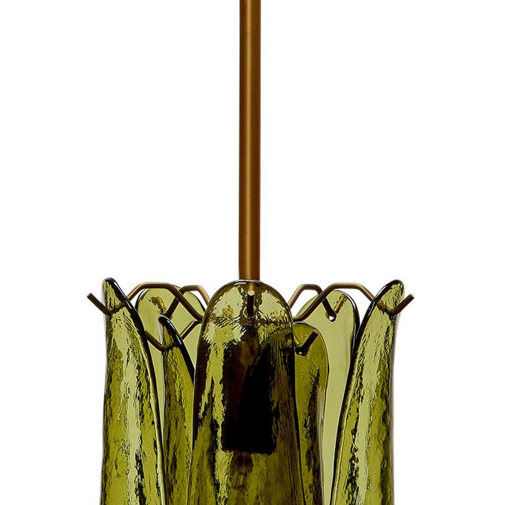 Kero Ceiling Lamp | Murano Style Green Blown Glass Pendant | 12"
