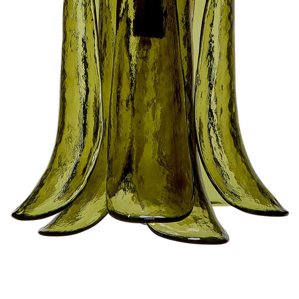 Kero Ceiling Lamp | Murano Style Green Blown Glass Pendant | 12"