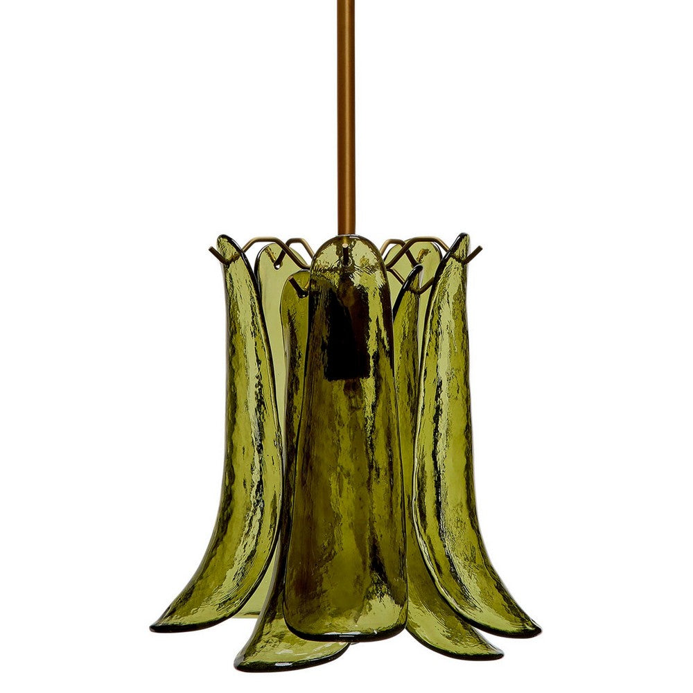 Kero Ceiling Lamp | Murano Style Green Blown Glass Pendant | 12"