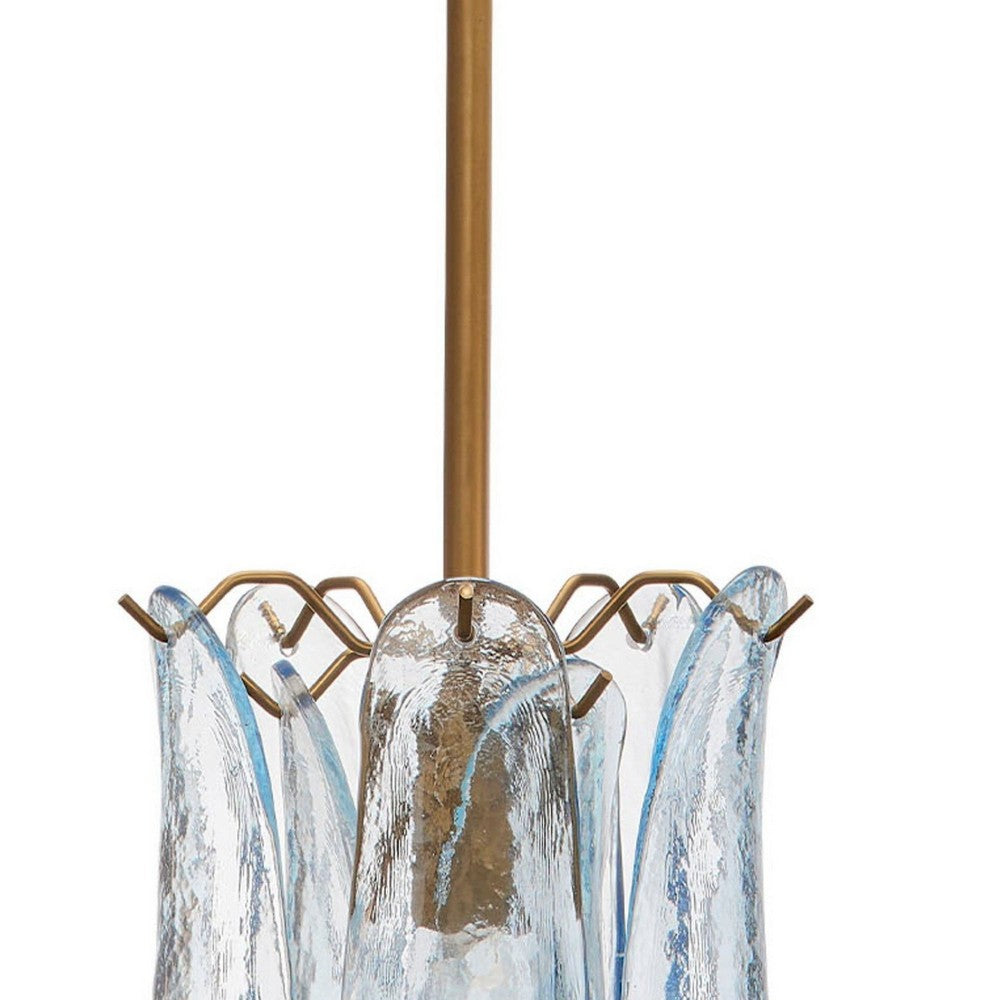 Kero Ceiling Lamp | Murano Style Sky Blue Blown Glass Pendant | 12"