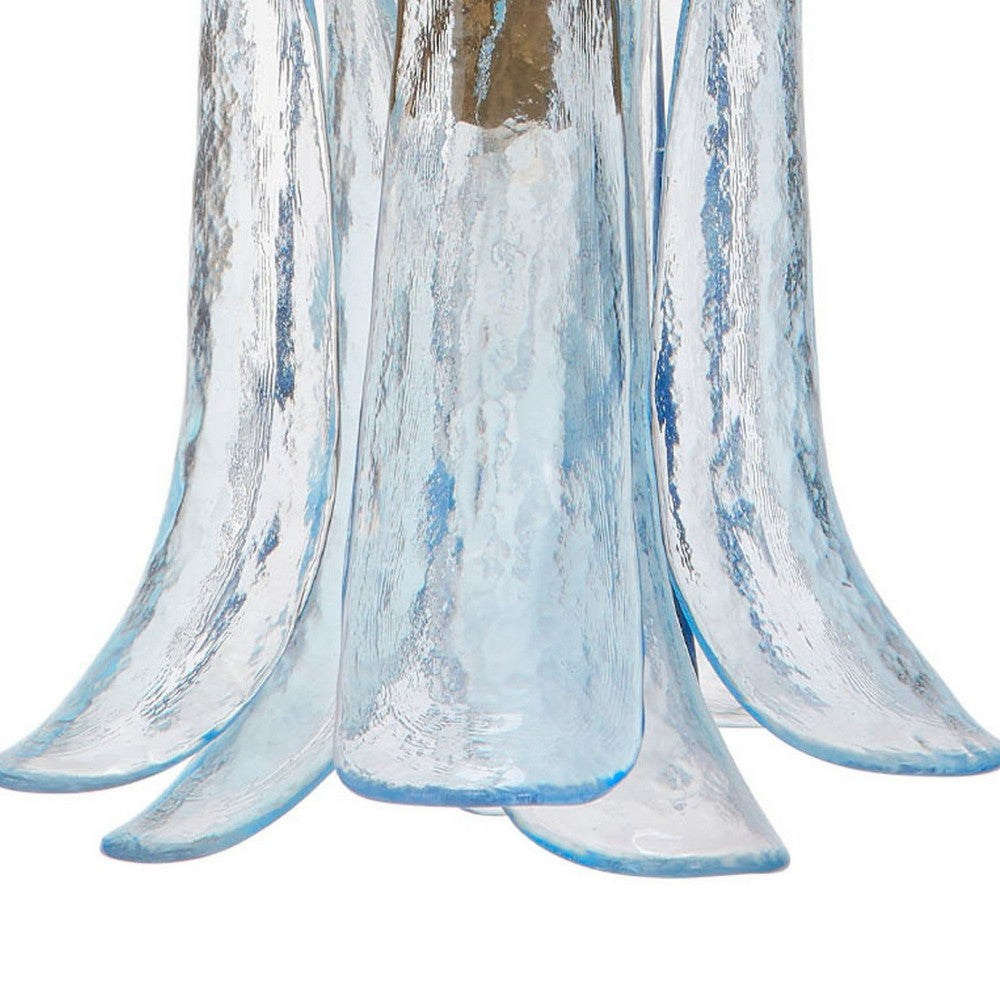 Kero Ceiling Lamp | Murano Style Sky Blue Blown Glass Pendant | 12"