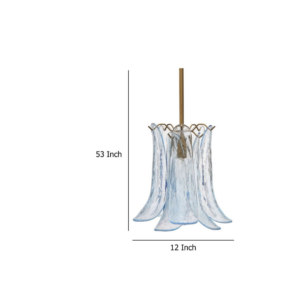 Kero Ceiling Lamp | Murano Style Sky Blue Blown Glass Pendant | 12"