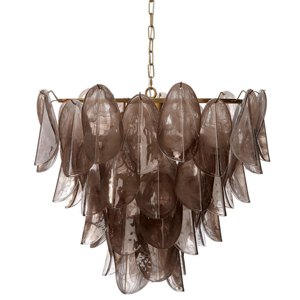 Jero Chandelier | Murano Petal Design | Gray Quartz Glass | 30’’ BM334597