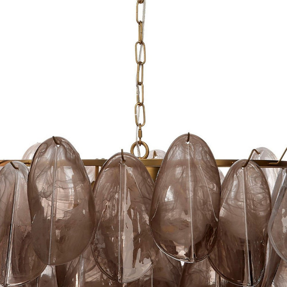 Jero Chandelier | Murano Petal Design | Gray Quartz Glass | 30’’ BM334597