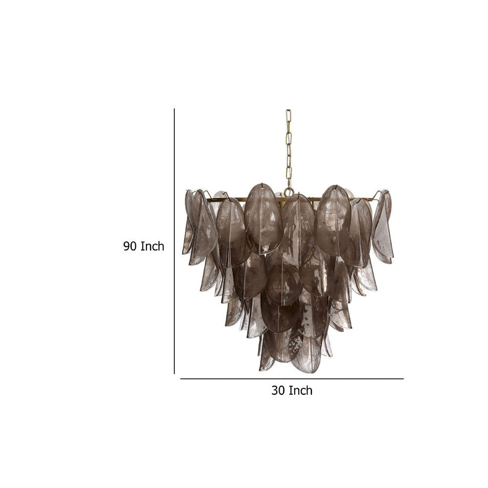 Jero Chandelier | Murano Petal Design | Gray Quartz Glass | 30’’ BM334597