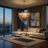 Jero Chandelier | Murano Petal Design | Gray Quartz Glass | 30"