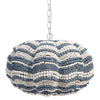 Fero Chandelier | Blue and White Handcarved Mango Wood Beads | 27’’