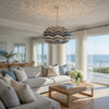 Fero Chandelier | Blue and White Handcarved Mango Wood Beads | 27"