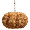 Fero Chandelier | Natural Brown Handcarved Mango Wood Beads | 27’’