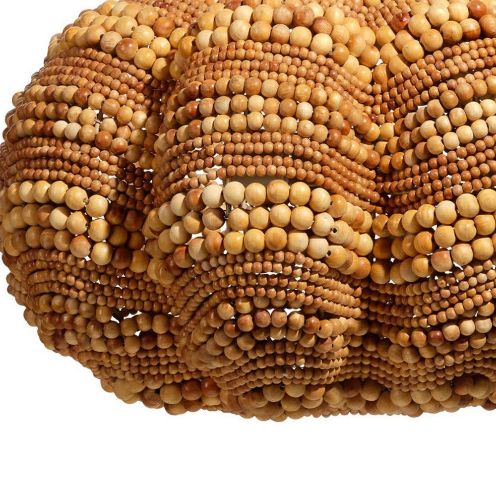 Fero Chandelier | Natural Brown Handcarved Mango Wood Beads | 27’’