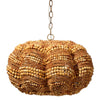 Fero Chandelier | Natural Brown Handcarved Mango Wood Beads | 27"