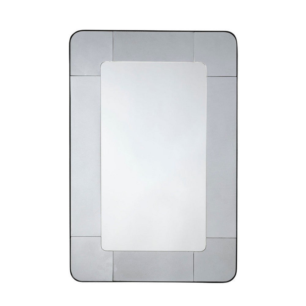 Fexo Wall Mirror | 36’’ Mercury Glass Silver Frame | Hand Forged Iron