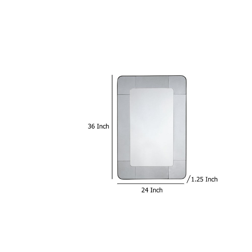 Fexo Wall Mirror | 36’’ Mercury Glass Silver Frame | Hand Forged Iron