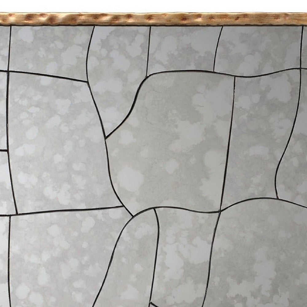 Heri Wall Decor Mirror | Mosaic Pattern | 35’’ Hammered Brass Metal BM334606