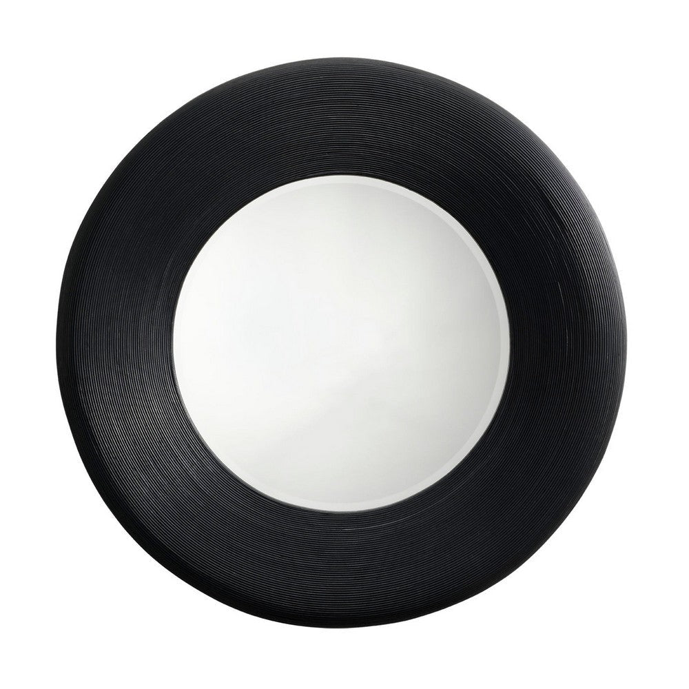 Defy Wall Mirror | 39’’ Round Frame | Boho Style Black Natural Bamboo