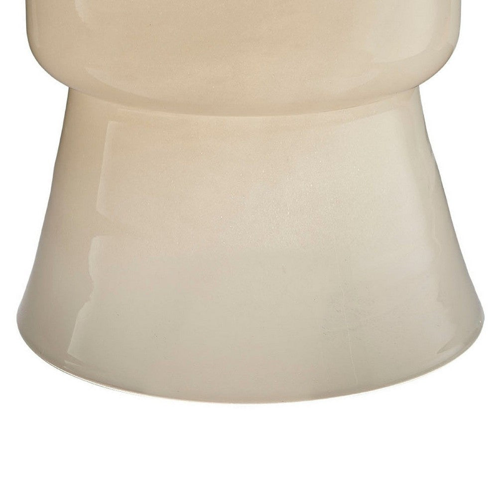 Hery Garden Side Table Stool | Hourglass Glossy Ivory Soda Lime Glass BM334611