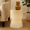 Hery Garden Side Table Stool | Hourglass Glossy Ivory Soda Lime Glass