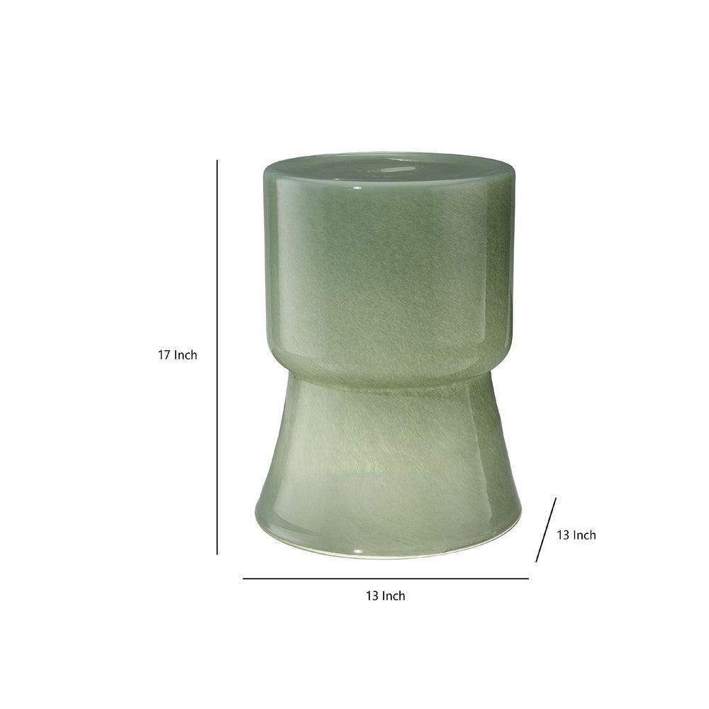 Hery Garden Side Table Stool | Hourglass Glossy Green Soda Lime Glass BM334613