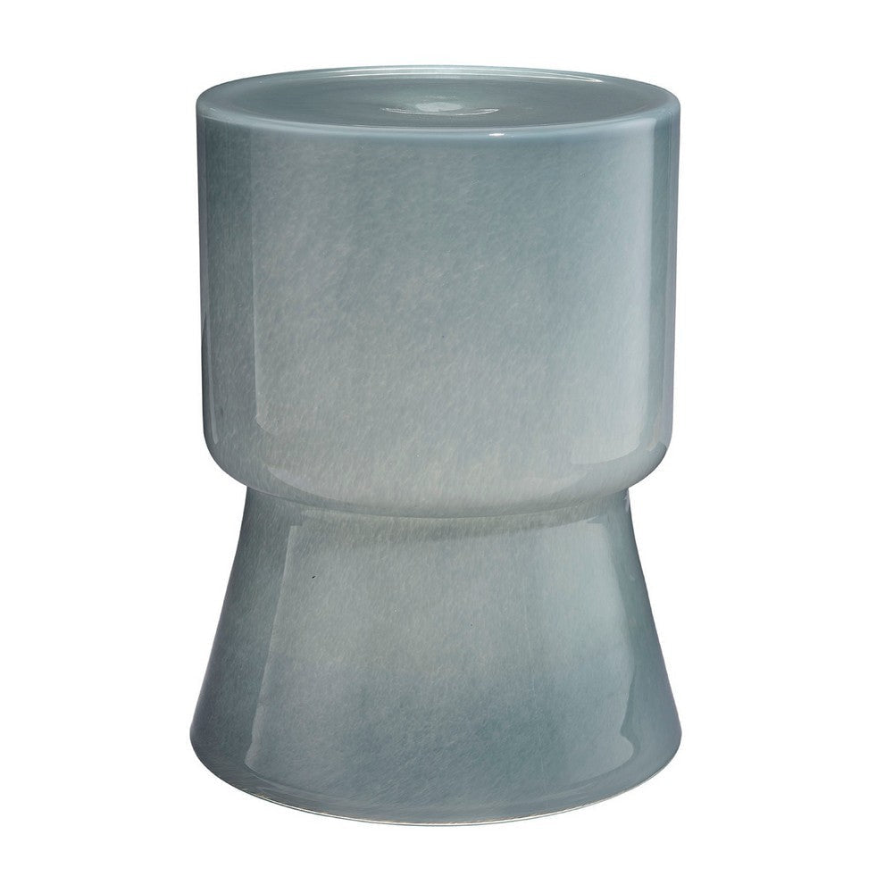 Hery Garden Side Table Stool | Hourglass | Glossy Blue Soda Lime Glass