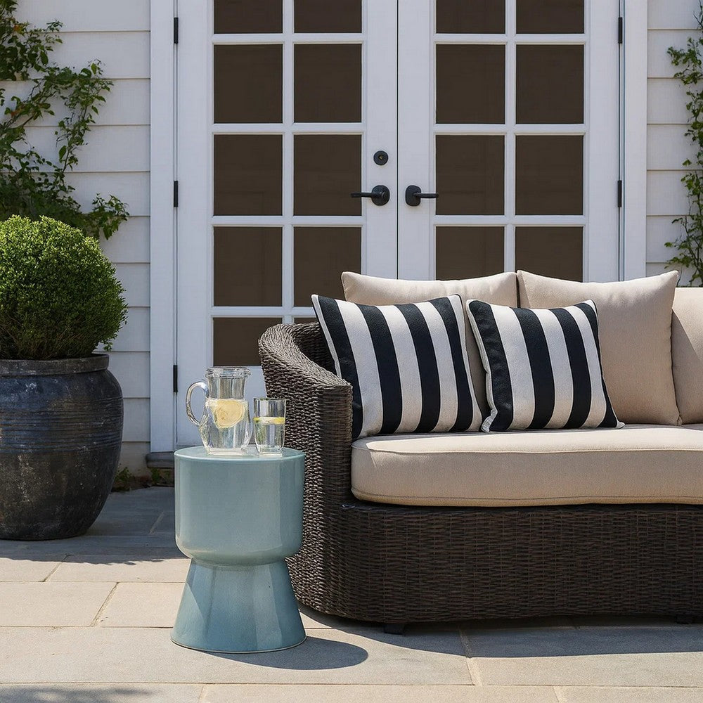 Hery Garden Side Table Stool | Hourglass | Glossy Blue Soda Lime Glass