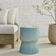 Hery Garden Side Table Stool | Hourglass | Glossy Blue Soda Lime Glass