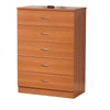 Rex Tall Dresser Chest | 5 Drawers Metal Handles | Light Cherry Brown