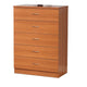 Rex Tall Dresser Chest | 5 Drawers Metal Handles | Light Cherry Brown