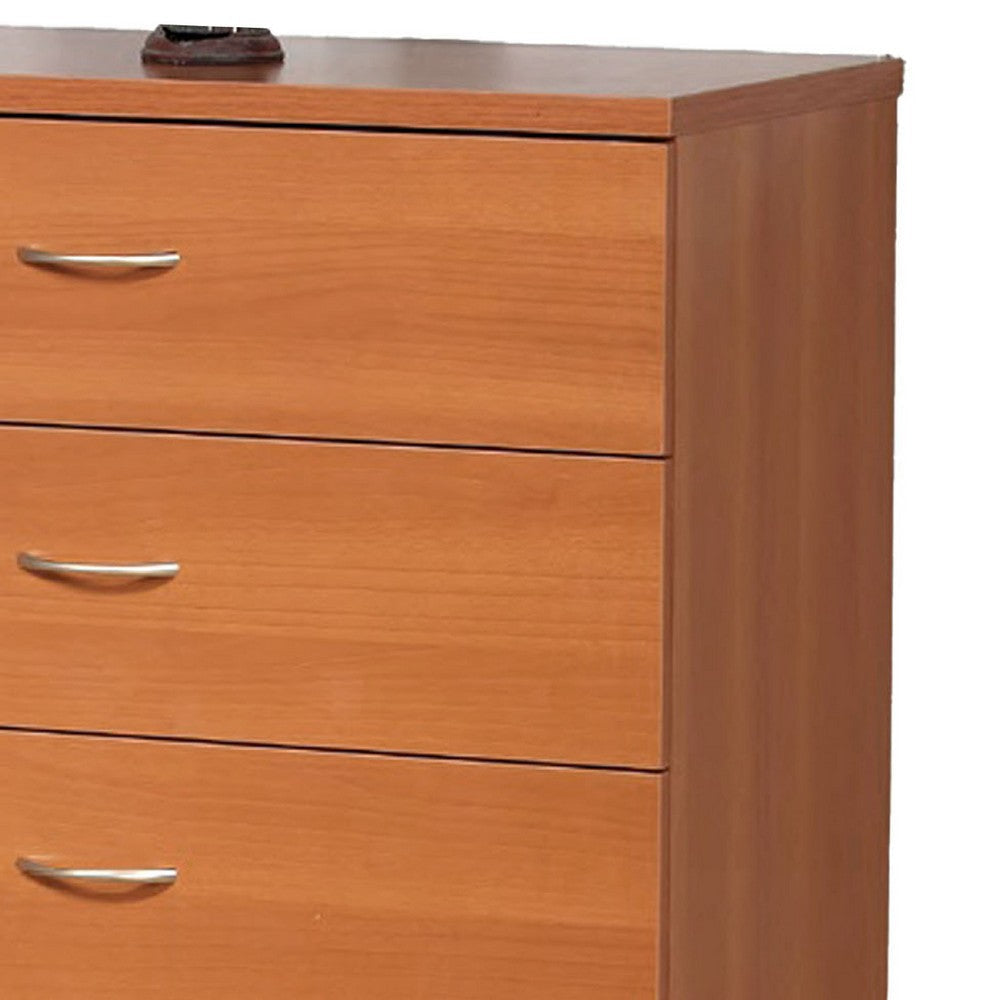 Rex Tall Dresser Chest | 5 Drawers Metal Handles | Light Cherry Brown