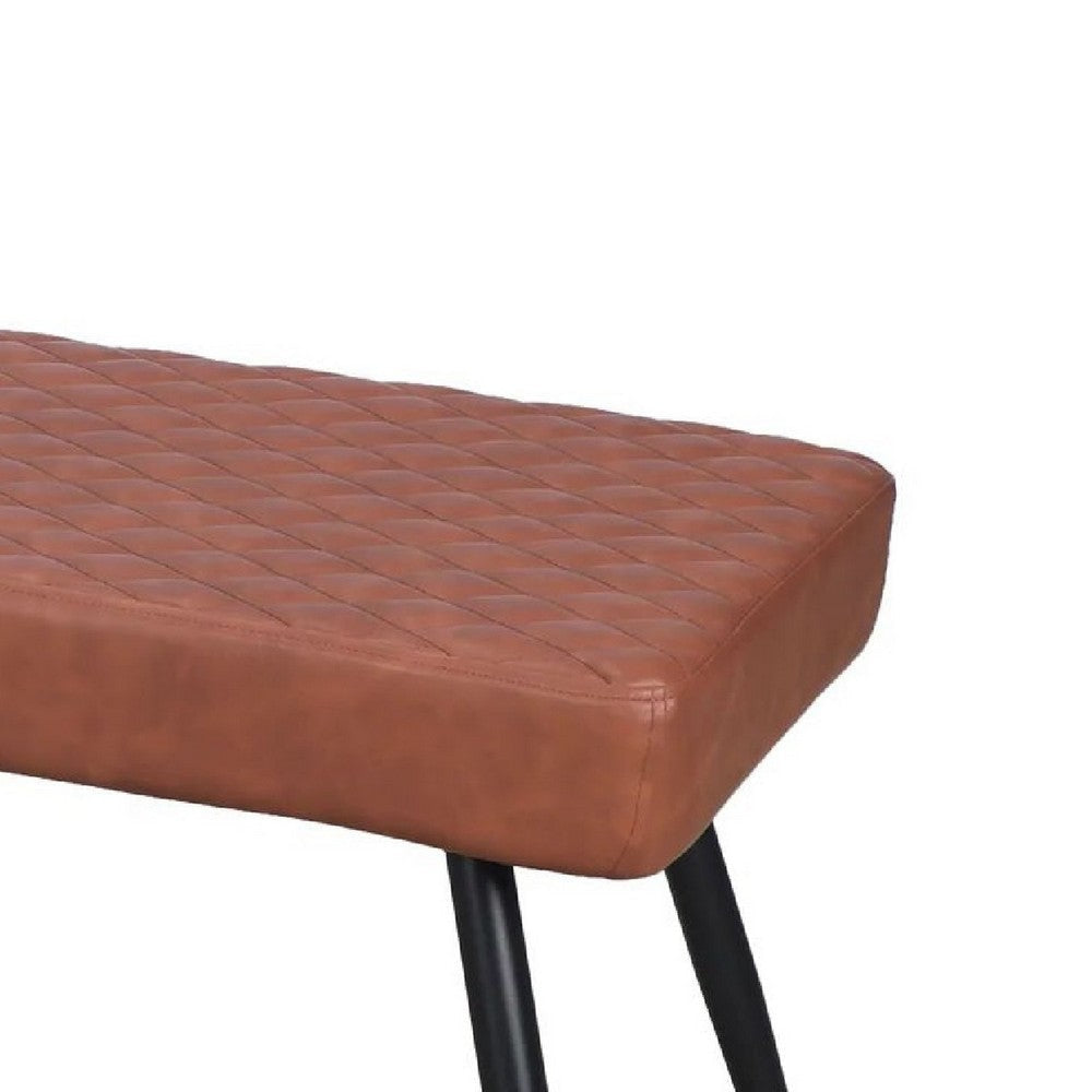 Lopi Dining Bench 54’’ Brown Faux Leather Seat Metal Legs BM334636