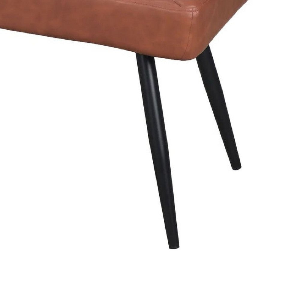 Lopi Dining Bench 54’’ Brown Faux Leather Seat Metal Legs BM334636