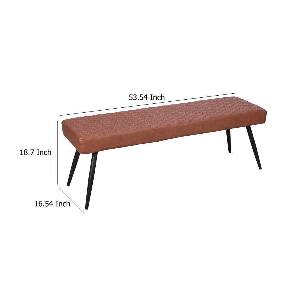 Lopi Dining Bench 54’’ Brown Faux Leather Seat Metal Legs BM334636
