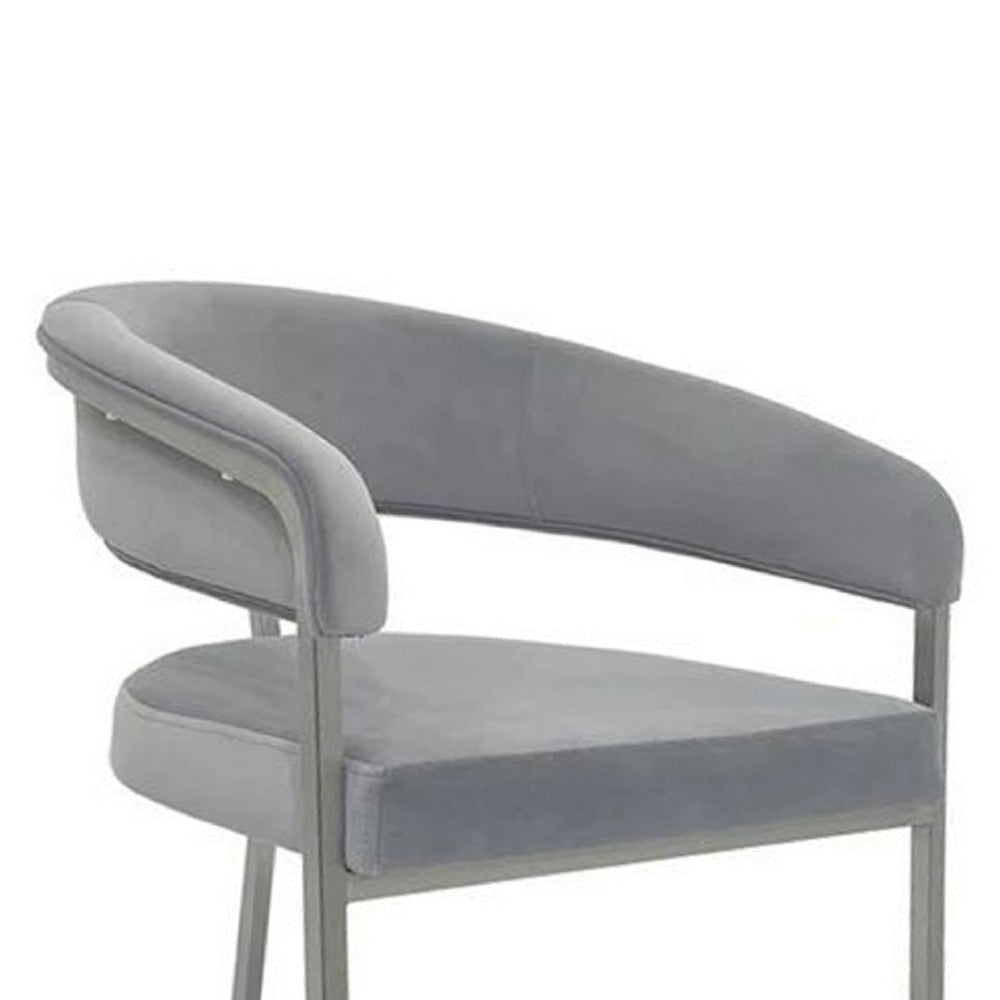 Dining Chair Curved Padded Gray Velvet Backrest Gold Cantilever Base BM334639