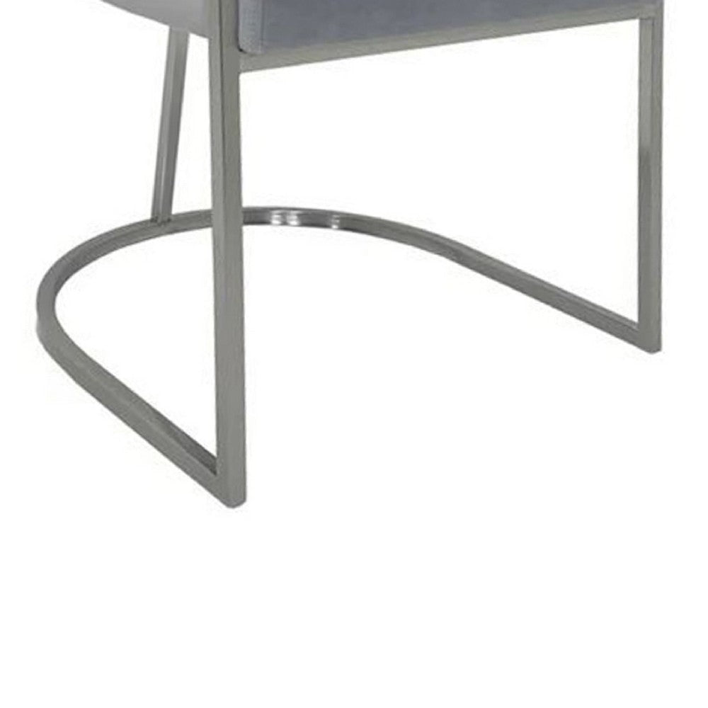 Dining Chair Curved Padded Gray Velvet Backrest Gold Cantilever Base BM334639