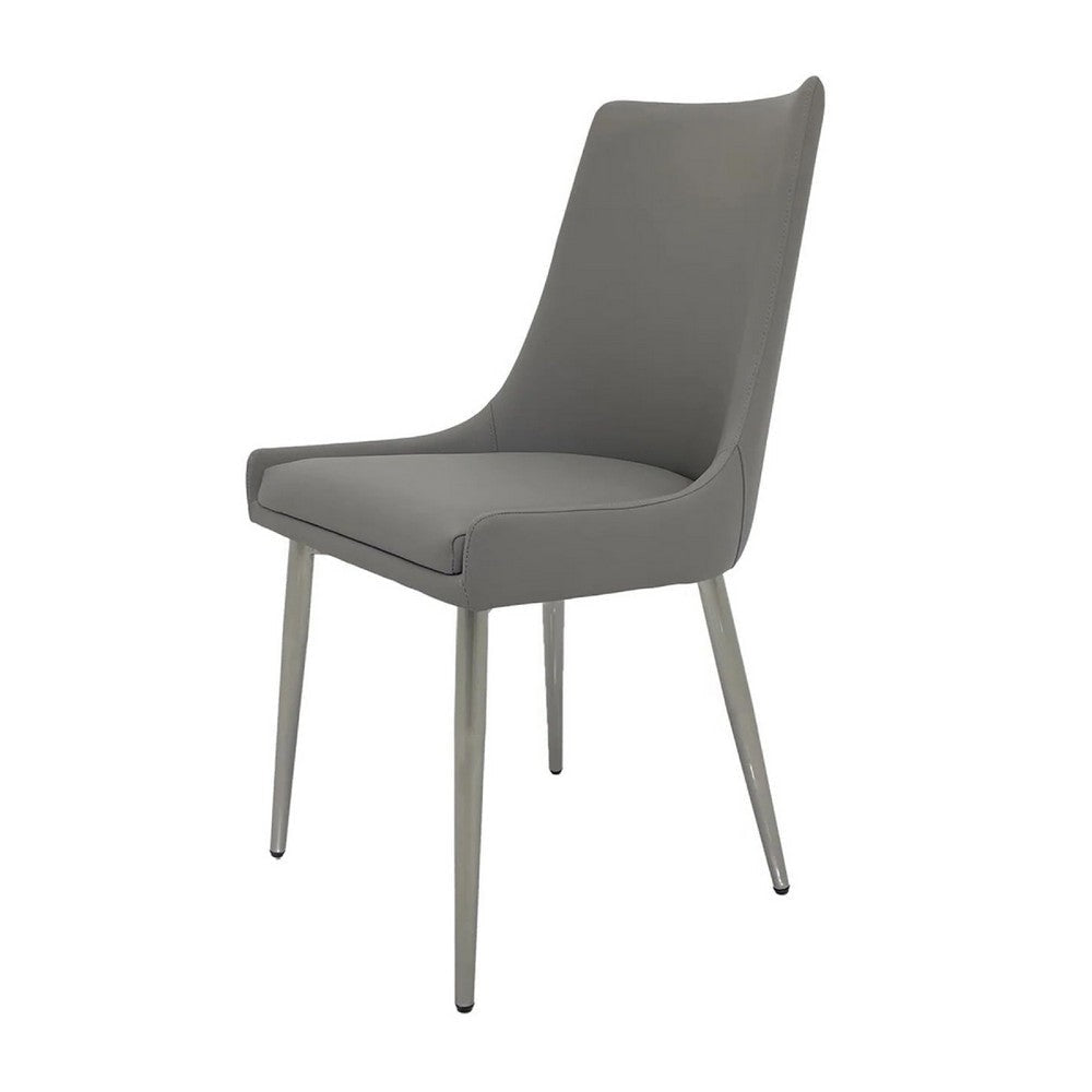 Rusa Dining Chair Set of 2 Gray Faux Leather Upholstery Silver Legs BM334642