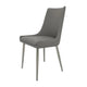 Rusa Dining Chair Set of 2 Gray Faux Leather Upholstery Silver Legs BM334642