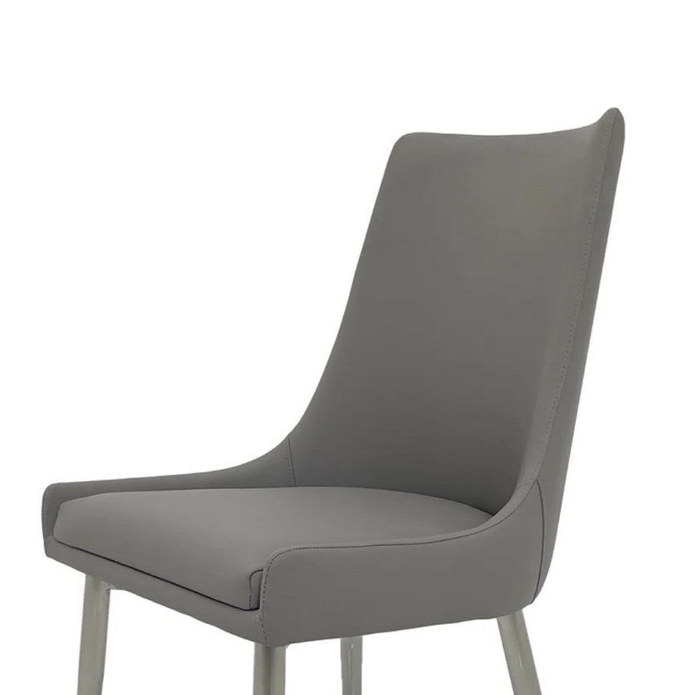 Rusa Dining Chair Set of 2 Gray Faux Leather Upholstery Silver Legs BM334642