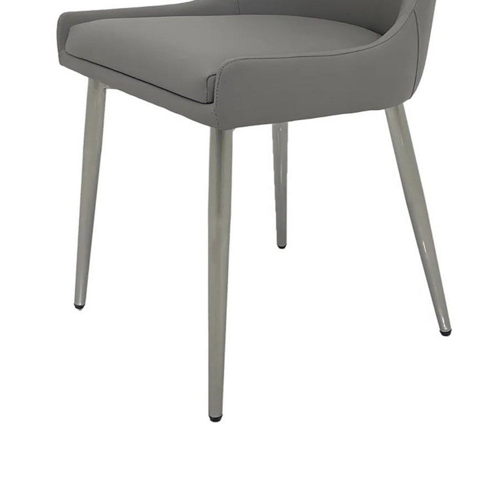 Rusa Dining Chair Set of 2 Gray Faux Leather Upholstery Silver Legs BM334642