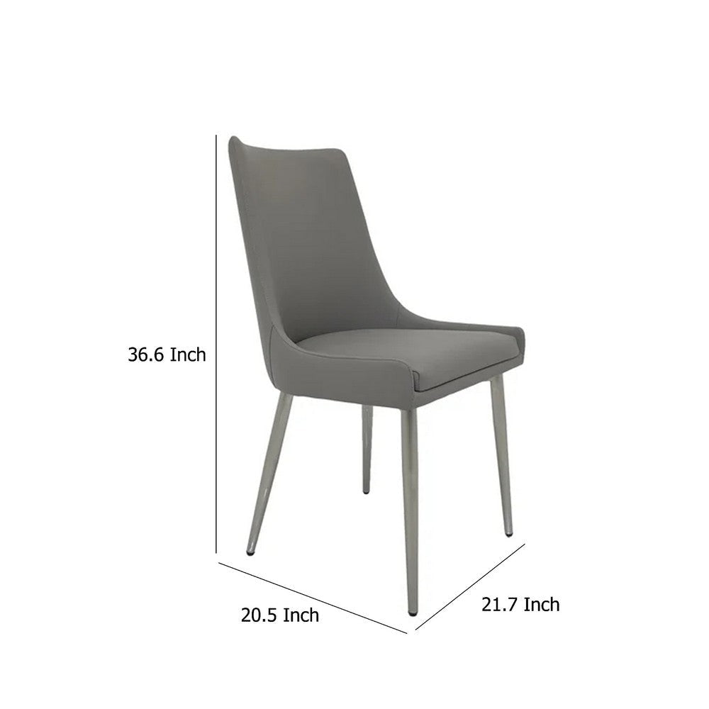 Rusa Dining Chair Set of 2 Gray Faux Leather Upholstery Silver Legs BM334642