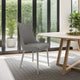 Rusa Dining Chair Set of 2, Gray Faux Leather Upholstery, Silver Legs